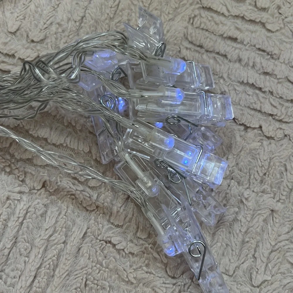 Photo clip string lights, multiple settings, white, New condition